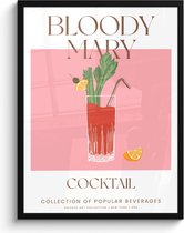 FrameYourWall® - Fotolijst met poster 60x80 cm - Foto in lijst - Cocktail - Bloody mary - Fotokader van hout - Kaders en lijsten - Wissellijst muurposter - Picture en photo frame - Posterlijst - Fotohouder - Roze decoratie Kamer - Cadeau