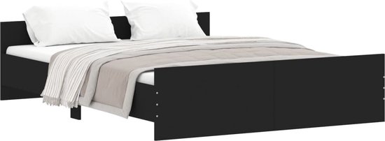 vidaXL-Bedframe-met-hoofd--en-voeteneinde-zwart-160x200-cm