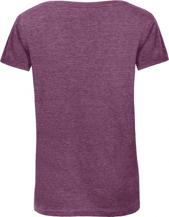 T-shirt Femme L B&C Col rond Manches courtes Violet chiné 50% Polyester, 25% Katoen, 25% Viscose