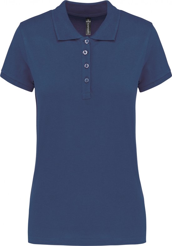 Polo Dames S Kariban Kraag met knopen Korte mouw Deep Blue 100% Katoen