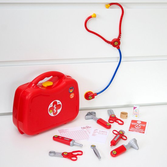 Klein Toys dokterskoffer - incl. speelgoedinstrumenten en handleiding voor eerstehulp - 26,5x9,5x23 cm - rood - Klein