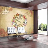 Fotobehangkoning - Behang - Vliesbehang - Fotobehang - Guard of time - Vintage Klok - Retro Tijd - 250 x 175 cm