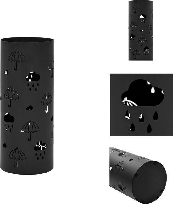 vidaXL Parapluhouder Modern Staal - 20 x 48.5 cm - Zwart - Paraplubakhouder