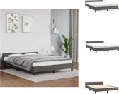 vidaXL Bedframe Multiplex - 203 x 143 x 50 cm - Grijs Kunstleer - Bed