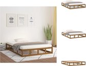 vidaXL Bedframe Grenenhout - Modern - 205.5 x 205.5 x 28 cm - Honingbruin - Bed