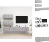 vidaXL Hangende Tv-meubelset Betongrijs - Spaanplaat - 80 x 30 x 30 cm - 100 x 30 x 30 cm - Kast