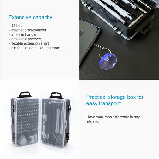 EZARC Precisieschroevendraaierset, Magnetische Precisie-Reparatietool Voor Elektronics, Laptop, Smartphone, Apple-Apparaten En Tablets 57 In 1 Diepblauw EZARC Precisieschroevendraaierset, Magnetische Precisie-Reparatietool Voor Elektronics, Laptop, Smartphone, Apple-Apparaten En Tablets 57 In 1 Diepblauw