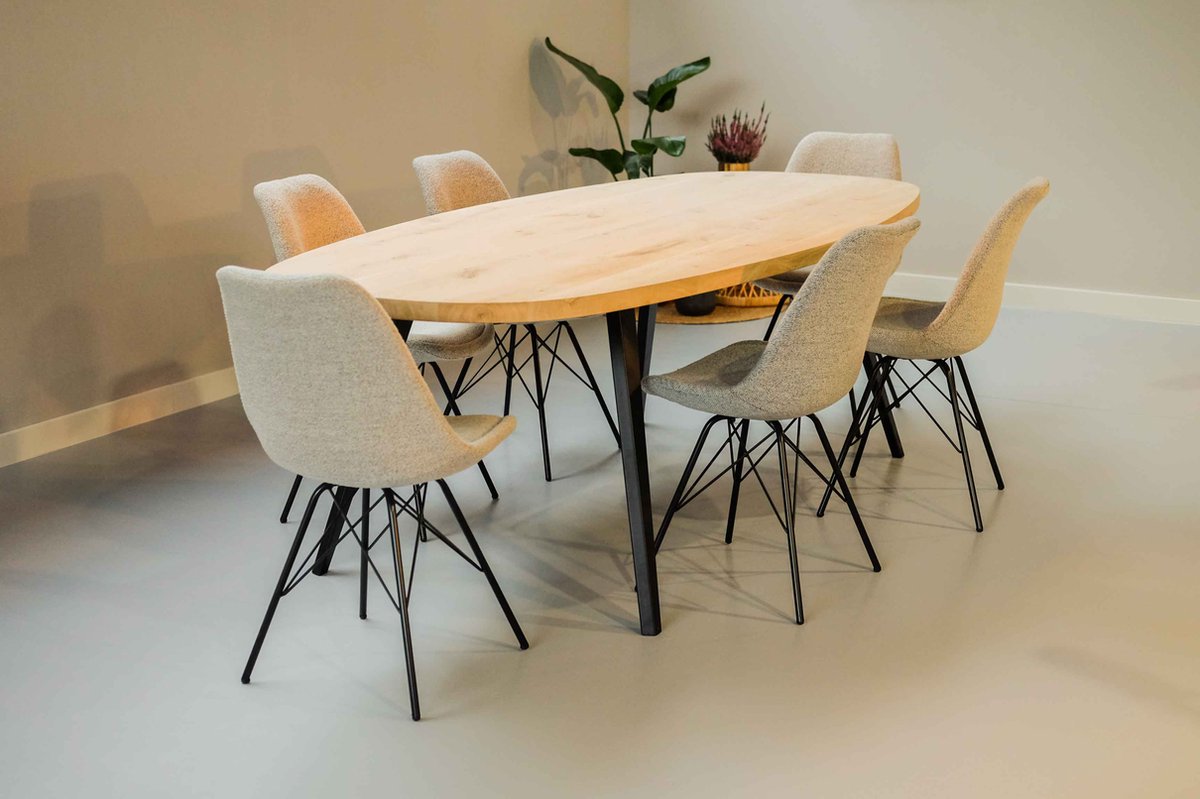 Deens ovale eiken eettafel | 240cm 6 personen | Tapse poot | Duumaa Tafels