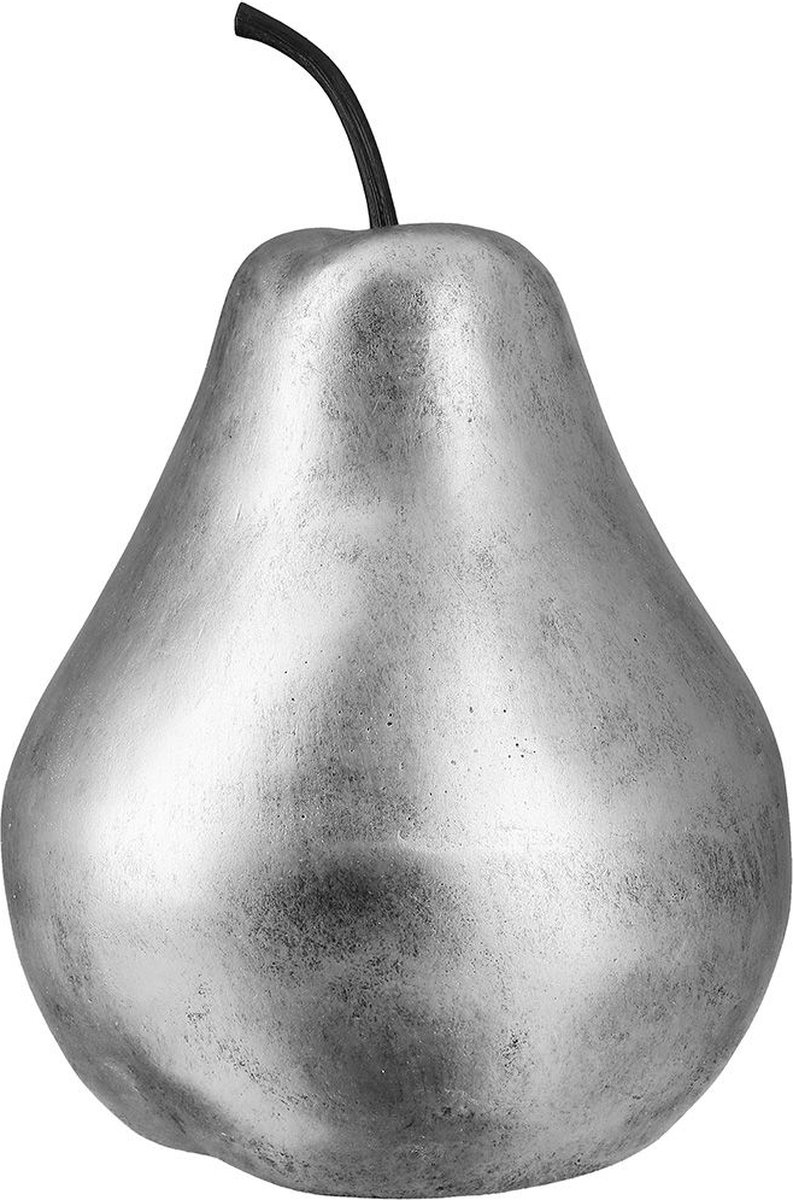 beeld decoratieve peer - zilver 41 hoog diameter 30 fiberglas
