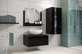 Ensemble meuble de salle de bain - 3 éléments + éclairage LED- coloris noir brillant