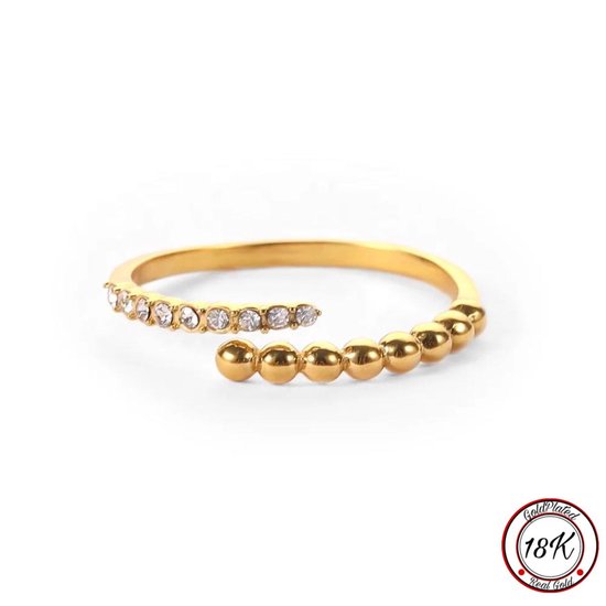 Soraro Zirkonia Bubble Ring | 18K Goldplated | Goudkleurig | Dames Ring | Zirkonia | Klemring | Vrouwen Cadeau | Moederdag | Moederdag cadeau