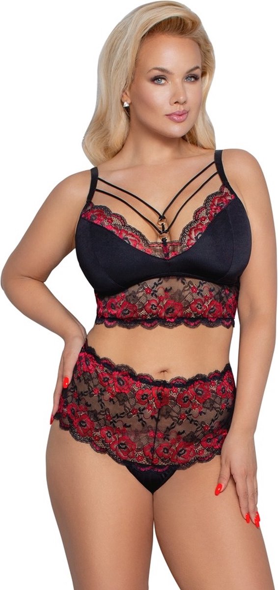Goedkoopste BH en Slip Set - Zwart & Rood