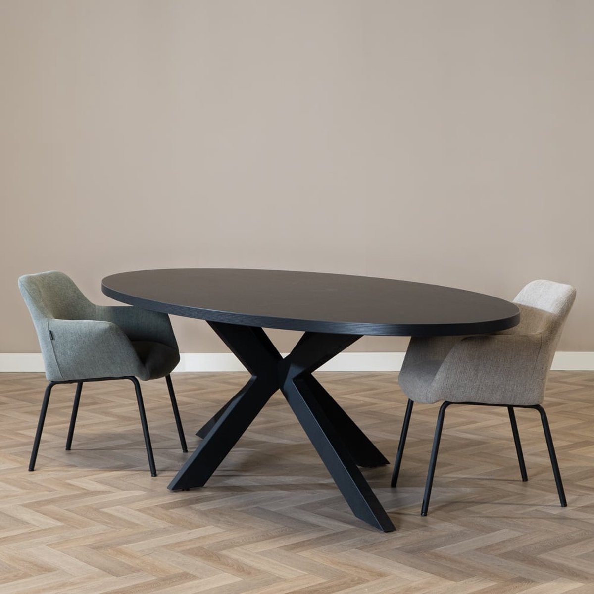 Bronx71® Eettafel Carl melamine zwart ovaal 270 x 130 cm