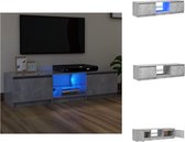 vidaXL TV-meubel Betongrijs - 140 x 40 x 35.5 cm - Met RGB LED-verlichting - Kast