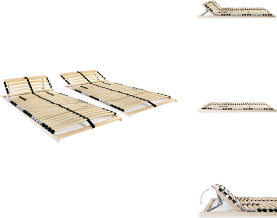 vidaXL Lattenbodem - Massief beukenhouten frame - Berkenhouten latten - 195 x 70 x 9 cm - Verstelbaar hoofdgedeelte - 28 latten - Bed
