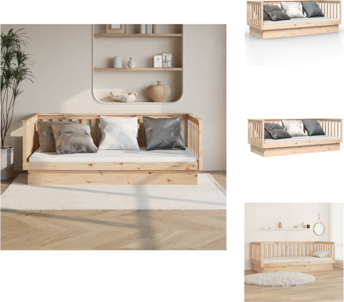 VidaXL Houten Slaapbank 207.5 x 97 x 76 cm Massief grenenhout Stabiel bedframe 3-zijdig bedhek Bed