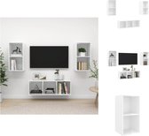 vidaXL TV-meubelset - Stereokasten - Hoogglans wit - 2x 37x37x72 cm - 1x 37x37x107 cm - Kast