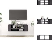 vidaXL Hangend TV-meubel - Stereokast - Hoogglans grijs - 102 x 35 x 35 cm - Verstelbare middenschappen - Kast