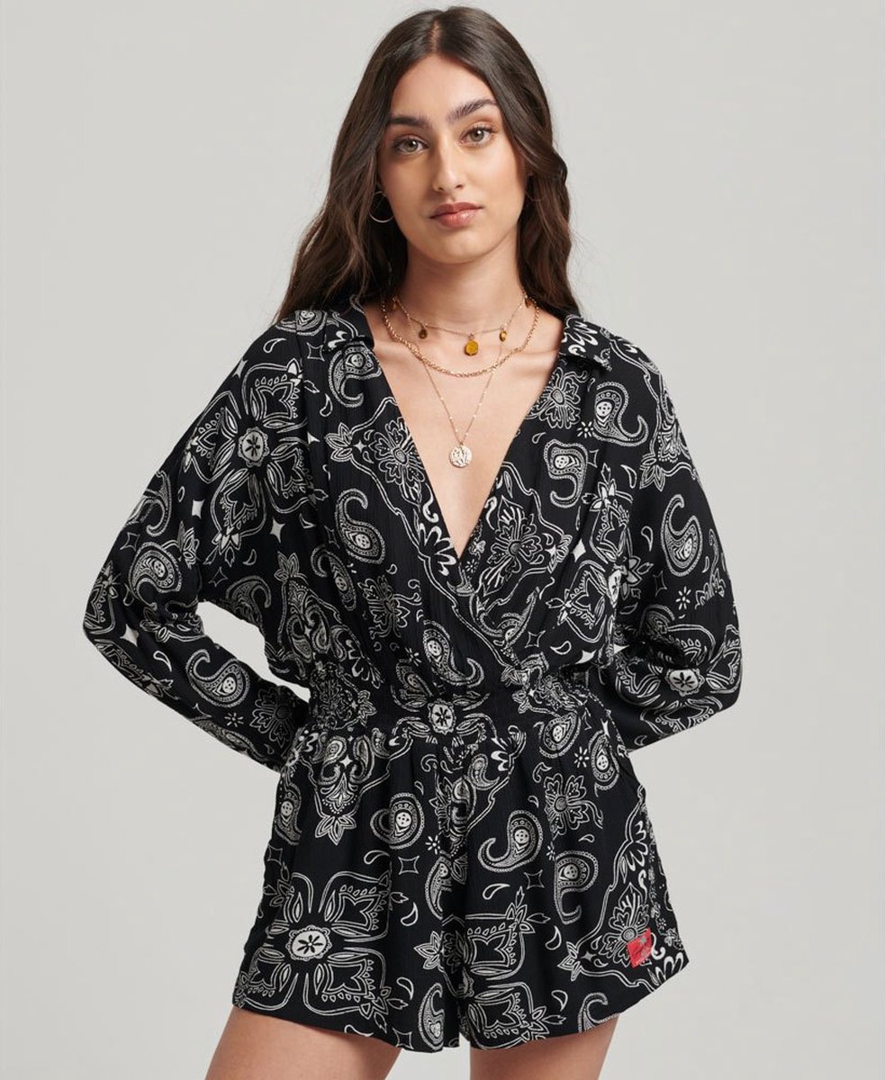 Superdry Vintage Beach Playsuit 2XS Vrouw Zwart