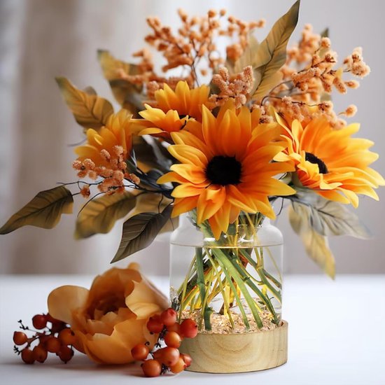 DRW Vase de Table en Verre Transparent 12 x 12 x 12 cm