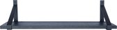 GoudmetHout - Massief eiken wandplank - 180 x 25 cm - Zwart Eiken - Inclusief industriële plankdragers MAT ZWART - lange boekenplank
