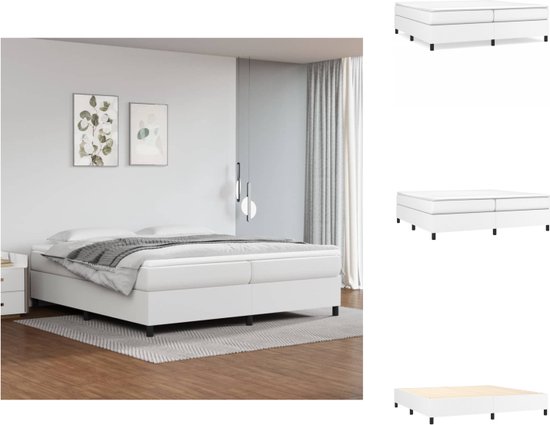 vidaXL Boxspringframe - Wit - 203 x 200 x 35 cm - Duurzaam kunstleer - Bed