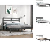 vidaXL Bedframe - Grijs - 205.5 x 166 x 100 cm - Massief grenenhout - Multiplex lattenbodem - Geschikt voor 160 x 200 cm matras - Bed