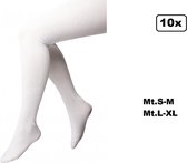 10x Collants blancs en 2 tailles - taille. SM et L-XL - Piet Sinterklaas Prins événement fête à thème festival froid