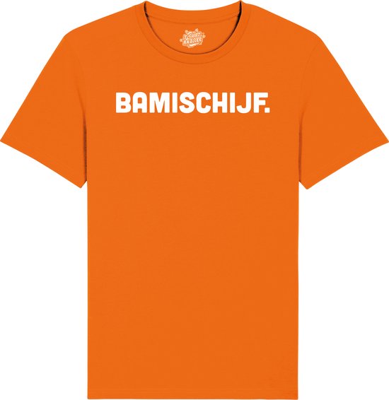 Bamischijf - Frituur Snack Cadeau - Grappige Eten En Snoep Spreuken Outfit - Dames / Heren / Unisex Kleding - Unisex T-Shirt - Oranje - Maat 4XL