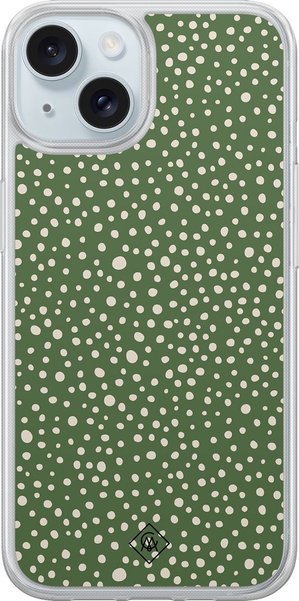 Coque iPhone 15 silicone Points verts Casimoda® Coque hybride 2 en 1 Antichoc