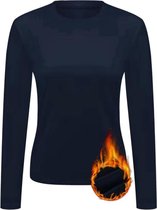 Thermoshirt lange mouw- Vrouwen thermokleding- Warme wintershirt- Dames tehrmishshirt met ronde hals- Zwart- Maat L