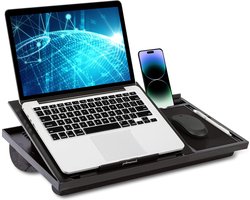 Laptoptafel - Bedtafel - Laptopstandaard - Banktafel - Laptopkussen - Laptoptafel verstelbaar - Zwart - 52x28x6 cm