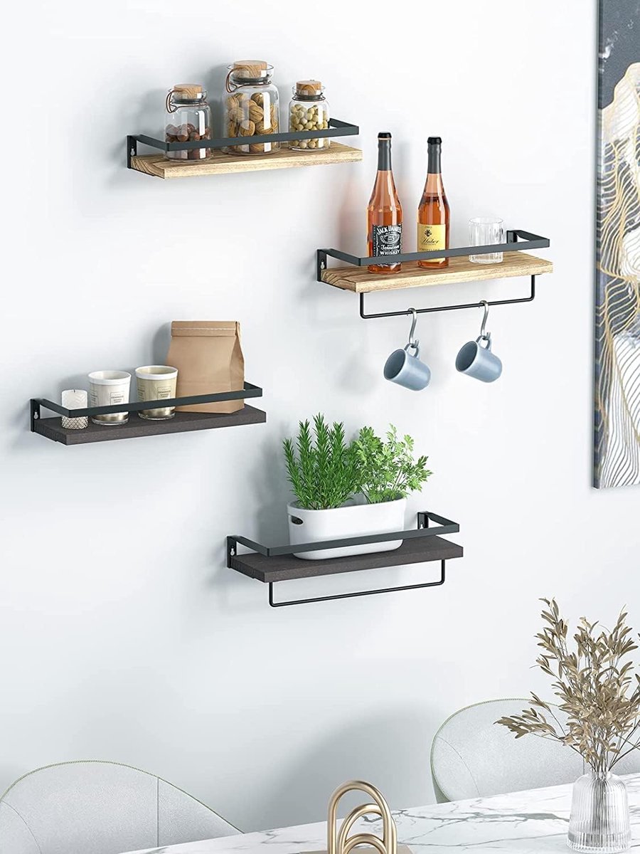 BAMEOS Zwevende planken - 60 cm x 15 cm, set van 2, decoratieve BAMEOS Zwevende planken - 60 cm x 15 cm, set van 2, decoratieve