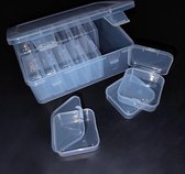 Opbergdoos met deksel, klein, 16 stuks, plastic, transparante doos, plastic opbergdoos, lege mini-organizer voor kleine kralen, pillen, sieraden, schroeven, sorteerdoos, andere knutselprojecten