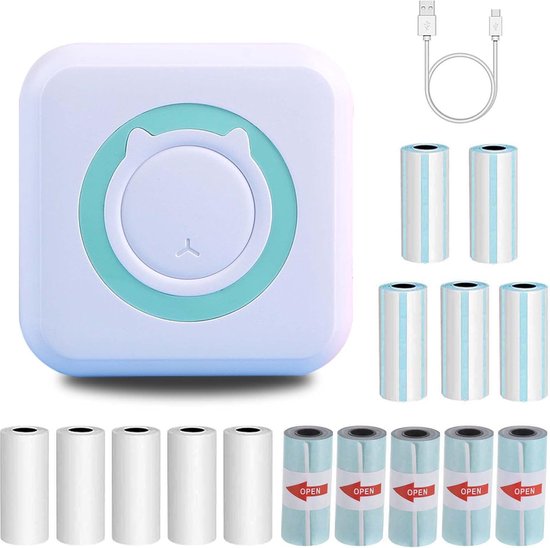 Phomemo M02 Mini draagbare printer-thermo Bluetooth zakprinter, instant telefoon fotoprinter compatibel met iOS, Android, voor dagboek, doe-het-zelf, studie, kerstcadeau, paars