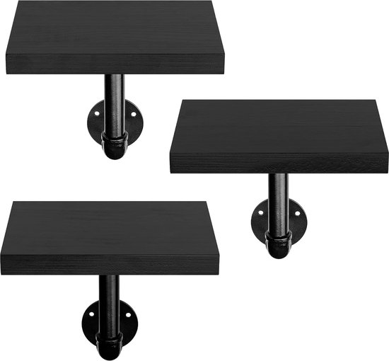 HNVNER Metaal Wandplank, Zwart Wandplank, set van 2, Decoratieve Planken voor Muren, 40cm Zwevend Rek, Wandplank voor Presentatie voor Slaapkamer, Woonkamer, Badkamer, Kantoor