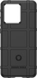 Zwarte Rugged Shield telefoonhoes met rasterpatroon.