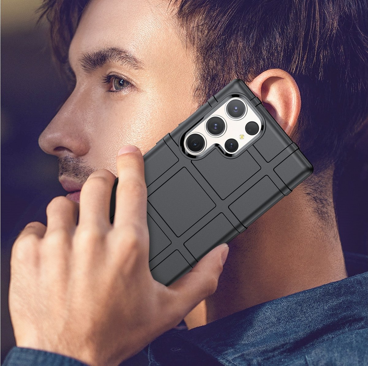 Mobigear Hoesje geschikt voor Samsung Galaxy S24 Ultra Telefoonhoesje Flexibel TPU | Mobigear Rugged Shield Backcover Shockproof | Schokbestendig Galaxy S24 Ultra Telefoonhoesje | Anti Shock Proof - Zwart