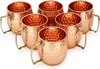 Moscow Mule Puur Koperen Gehamerde Mokken, Ideaal voor Alle Gekoelde Dranken, Bars of Thuis, Grote Cadeauset van 6.