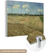 MuchoWow® Glasschilderij 120x90 cm - Schilderij acrylglas - Geploegde akkers - Vincent van Gogh - Foto op glas - Schilderijen