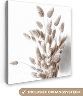Tableau sur toile Plantes - Plumes - Wit - 90x90 cm - Décoration murale