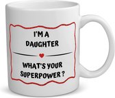 Akyol - i'm a daughter what's your superpower? koffiemok - theemok - Dochter - dochter met superkracht - verjaardag - cadeautje voor dochter - dochter artikelen - kado - geschenk - 350 ML inhoud