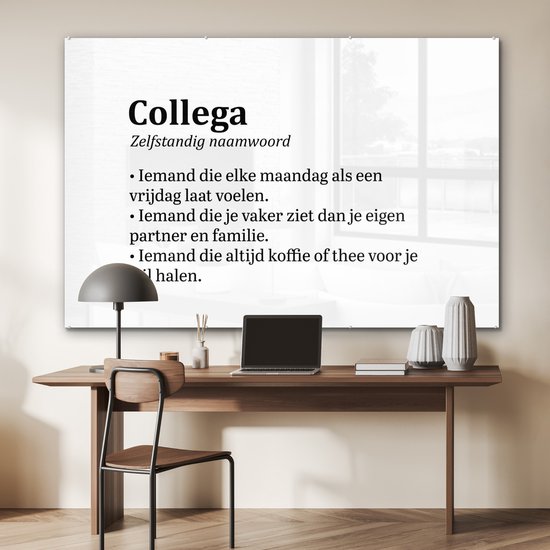 MuchoWow® Peinture sur verre 150x100 cm - Peinture sur verre acrylique - « Collègue » - Dictons - Citations - Photo sur verre - Peintures