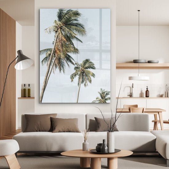 MuchoWow® Peinture sur verre 120x160 cm - Peinture sur verre acrylique - Palmiers - Été - Tropical - Photo sur verre - Peintures