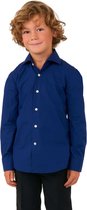 OppoSuits Shirt - Navy Royale Kids - Jongens Overhemd - Effengekleurd - Blauw - Maat: EU 92/98 - 2 Jaar
