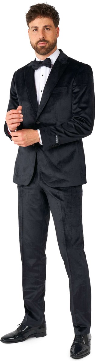 OppoSuits Black Velvet Tuxedo - Heren Tuxedo Smoking met Vlinderdas - Chique - Zwart - Maat: EU 48