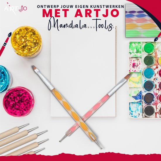 Mandala set 32 stuks Schilderen Dotting Tools Verf accessoires – Schilderset – Sjabloon - Tekenen - Voor Volwassenen - Penselen - Sjablonen - Nail art - ArtJo