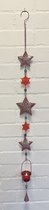 Deco theelichthouder "Kerst" met metalen ketting - Kerststerren - rood koper kleurig - lengte 105 cm - exclusief theelicht - Woondecoratie - Theelichthouder - Feestversiering - Kerst