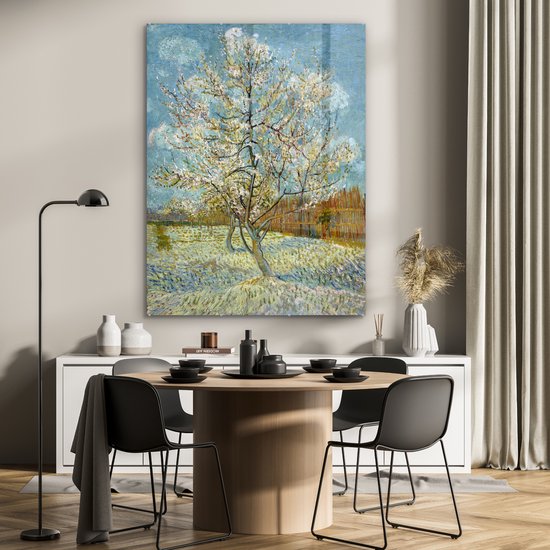 MuchoWow® Peinture sur verre 90x120 cm - Peinture sur verre acrylique - Pêcher en fleurs - Vincent van Gogh - Photo sur verre - Peintures