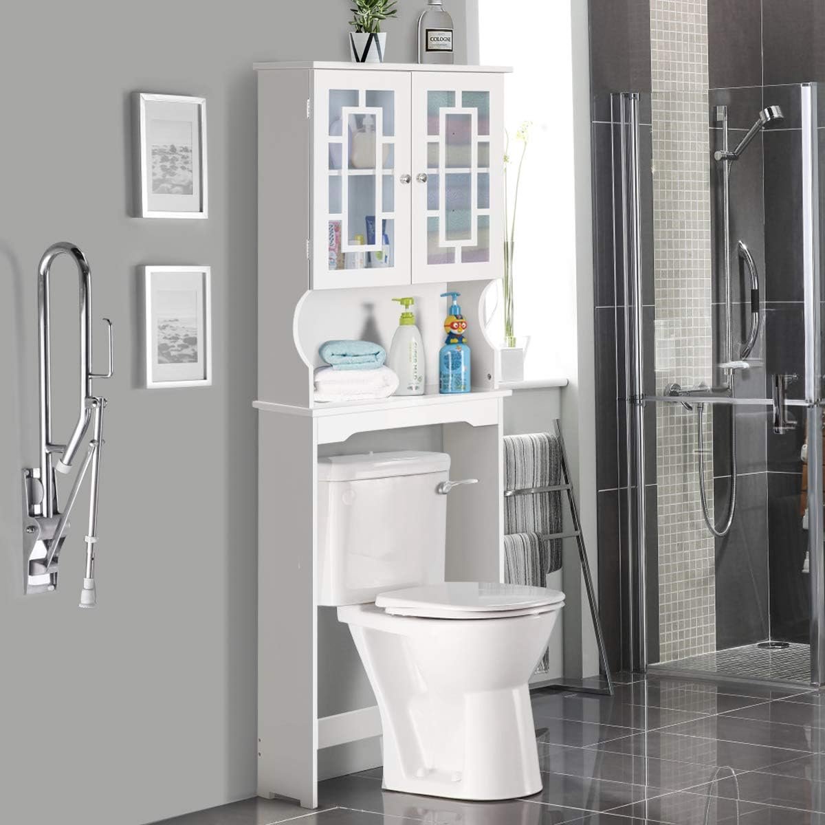 COSTWAY Toiletkast, vrijstaand, badkamerrek, wasmachinekast